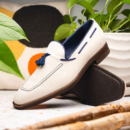 16-628-SND CARMEN Sueded Goatskin & Crocodile Tassel Loafer, Sand Zelli Italia