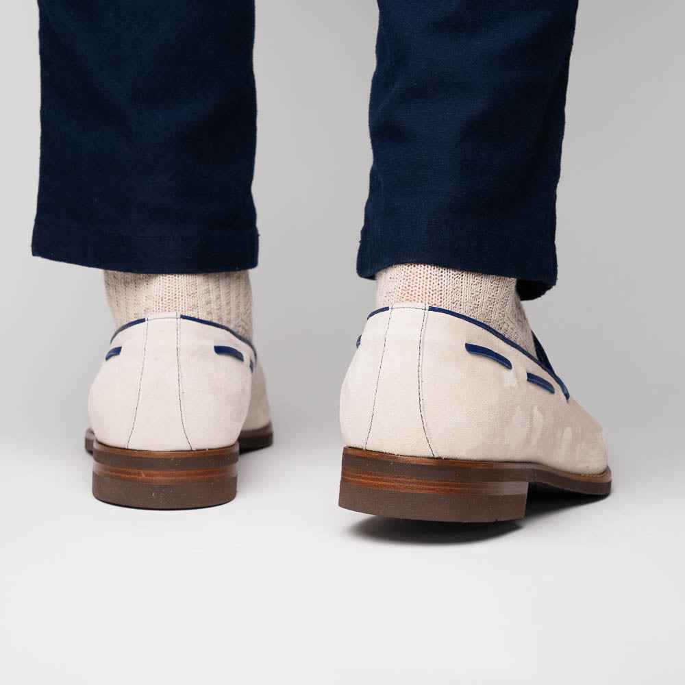 16-628-SND CARMEN Sueded Goatskin & Crocodile Tassel Loafer, Sand Zelli Italia