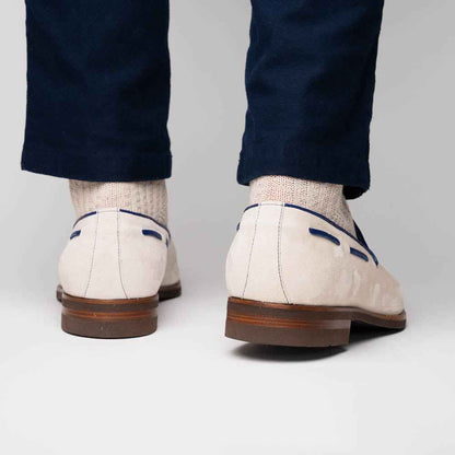16-628-SND CARMEN Sueded Goatskin & Crocodile Tassel Loafer, Sand Zelli Italia