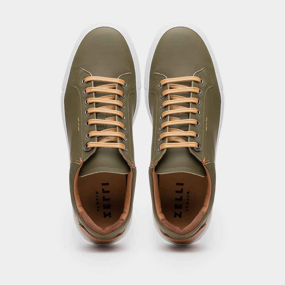65-229-OLV Diaz Rubberized Calfskin Sneaker Olive Green
