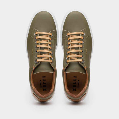65-229-OLV Diaz Rubberized Calfskin Sneaker Olive Green