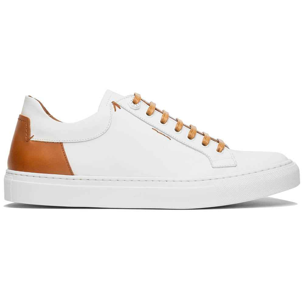 65-229-WHT Diaz Rubberized Calfskin Sneaker White Zelli Italia