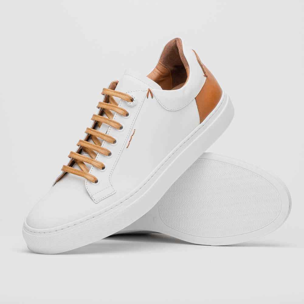 65-229-WHT Diaz Rubberized Calfskin Sneaker White Zelli Italia