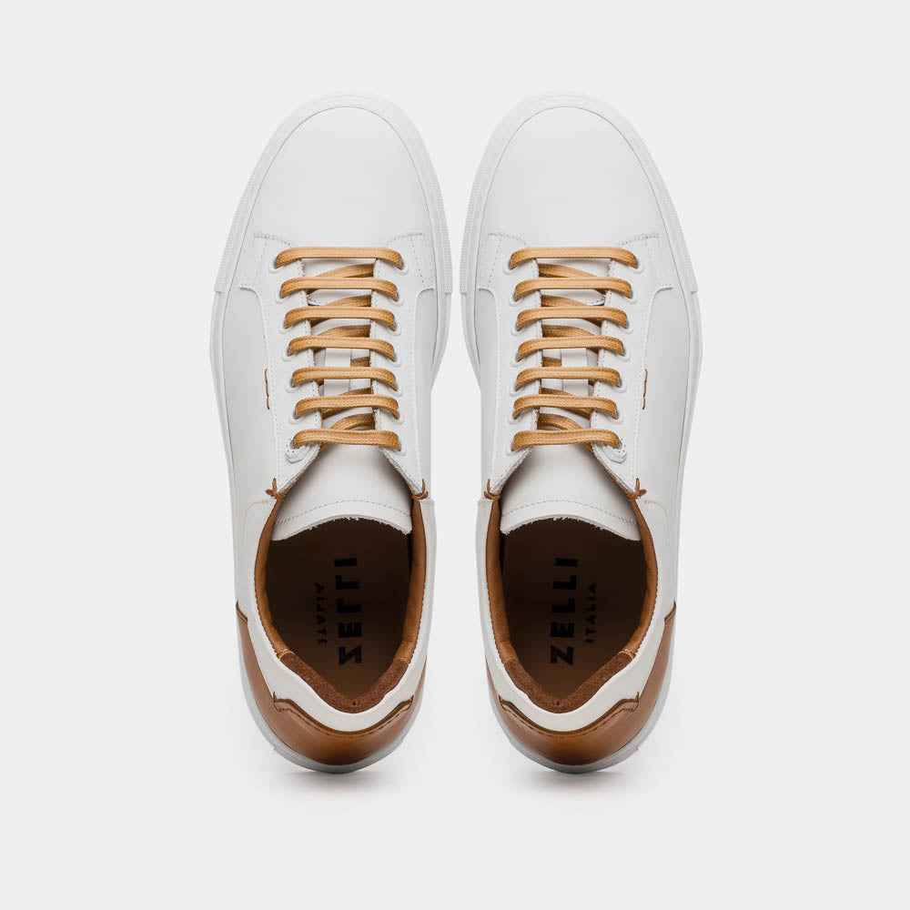 65-229-WHT Diaz Rubberized Calfskin Sneaker White Zelli Italia