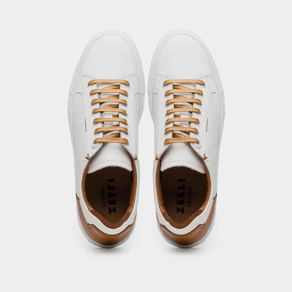 65-229-WHT Diaz Rubberized Calfskin Sneaker White Zelli Italia