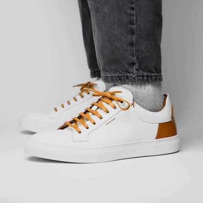 65-229-WHT Diaz Rubberized Calfskin Sneaker White Zelli Italia
