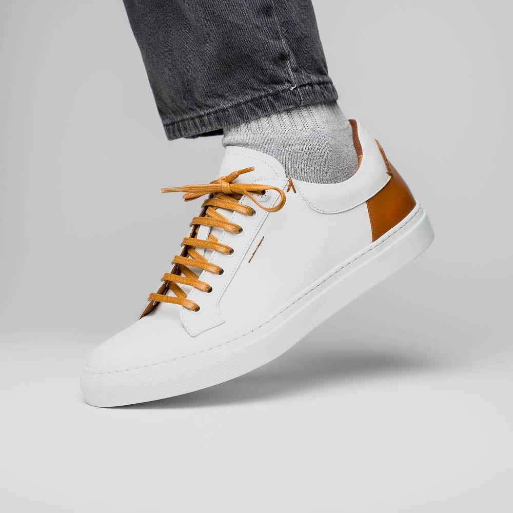 65-229-WHT Diaz Rubberized Calfskin Sneaker White Zelli Italia