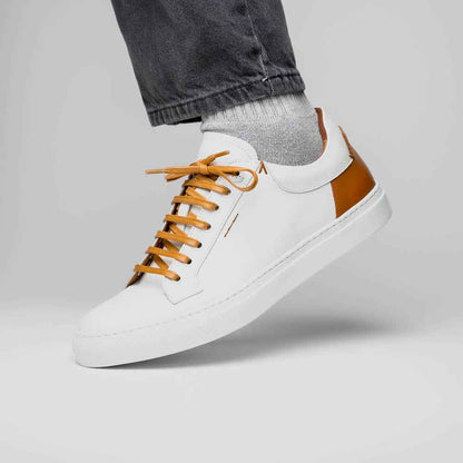 65-229-WHT Diaz Rubberized Calfskin Sneaker White Zelli Italia