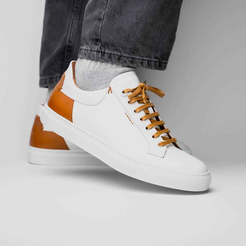 65-229-WHT Diaz Rubberized Calfskin Sneaker White Zelli Italia