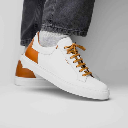 65-229-WHT Diaz Rubberized Calfskin Sneaker White Zelli Italia