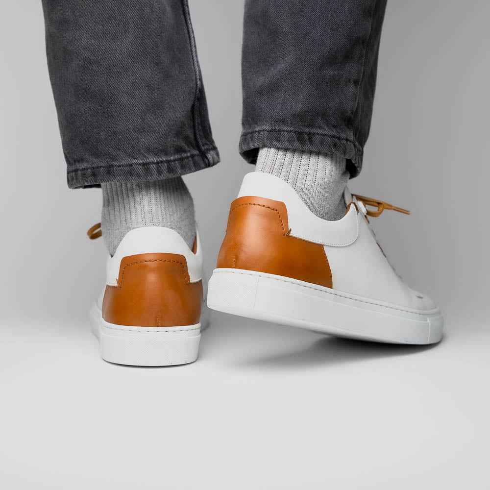 65-229-WHT Diaz Rubberized Calfskin Sneaker White Zelli Italia