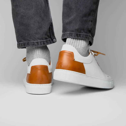 65-229-WHT Diaz Rubberized Calfskin Sneaker White Zelli Italia