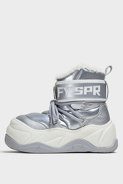 Metallic Waterproof Snow Boots - Plush-Lined Winter Footwear - Wolvess