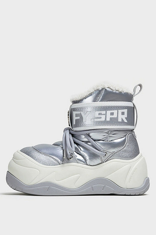 Metallic Waterproof Snow Boots - Plush-Lined Winter Footwear - Wolvess