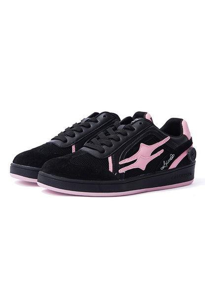 Black and Pink Court Sneakers - Wolvess