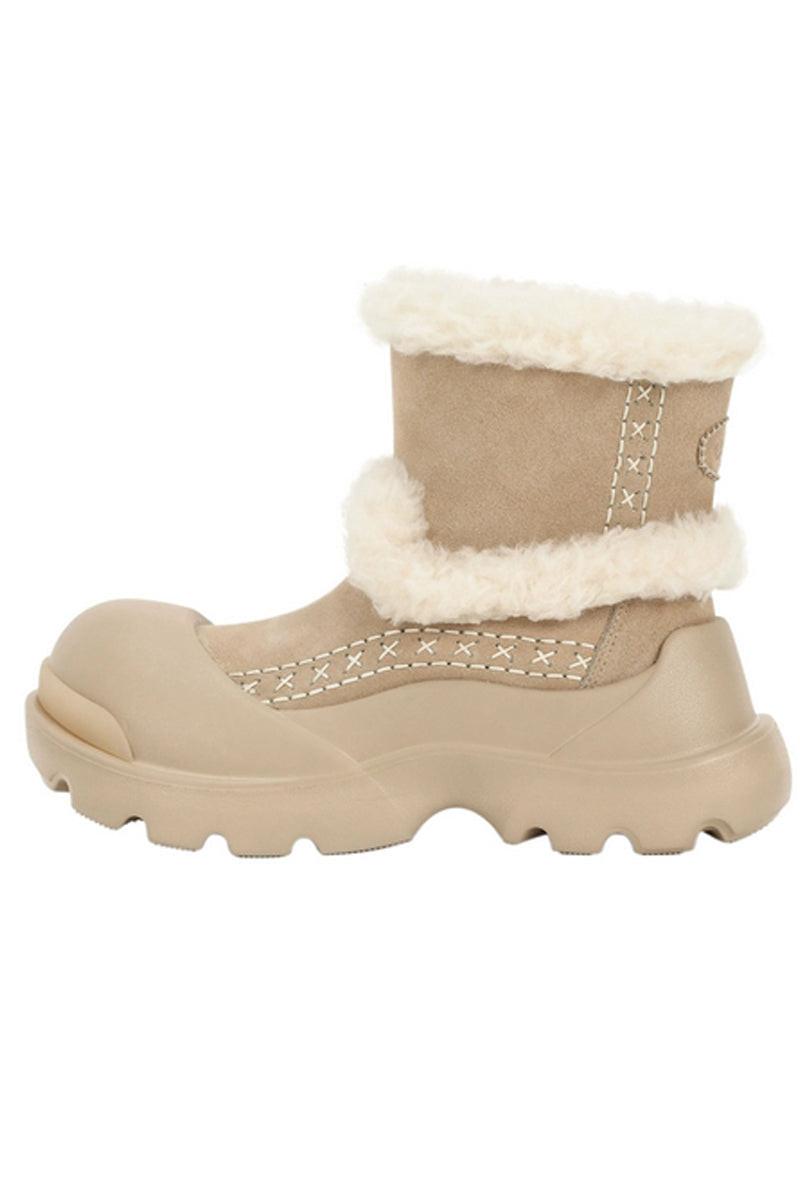 Beige Faux Fur Lined Winter Boot - Wolvess