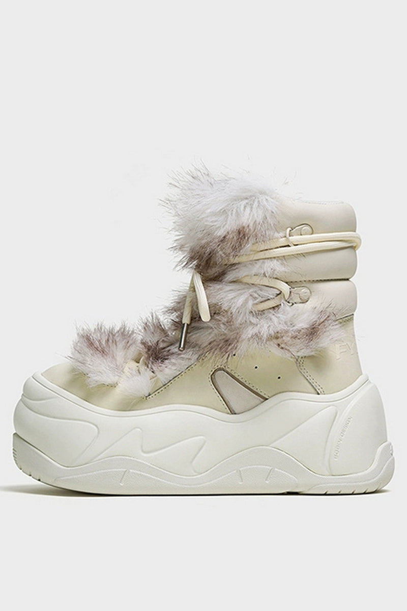 Plush-Trimmed Winter Boots - Cozy Beige Waterproof Snow Footwear - Wolvess