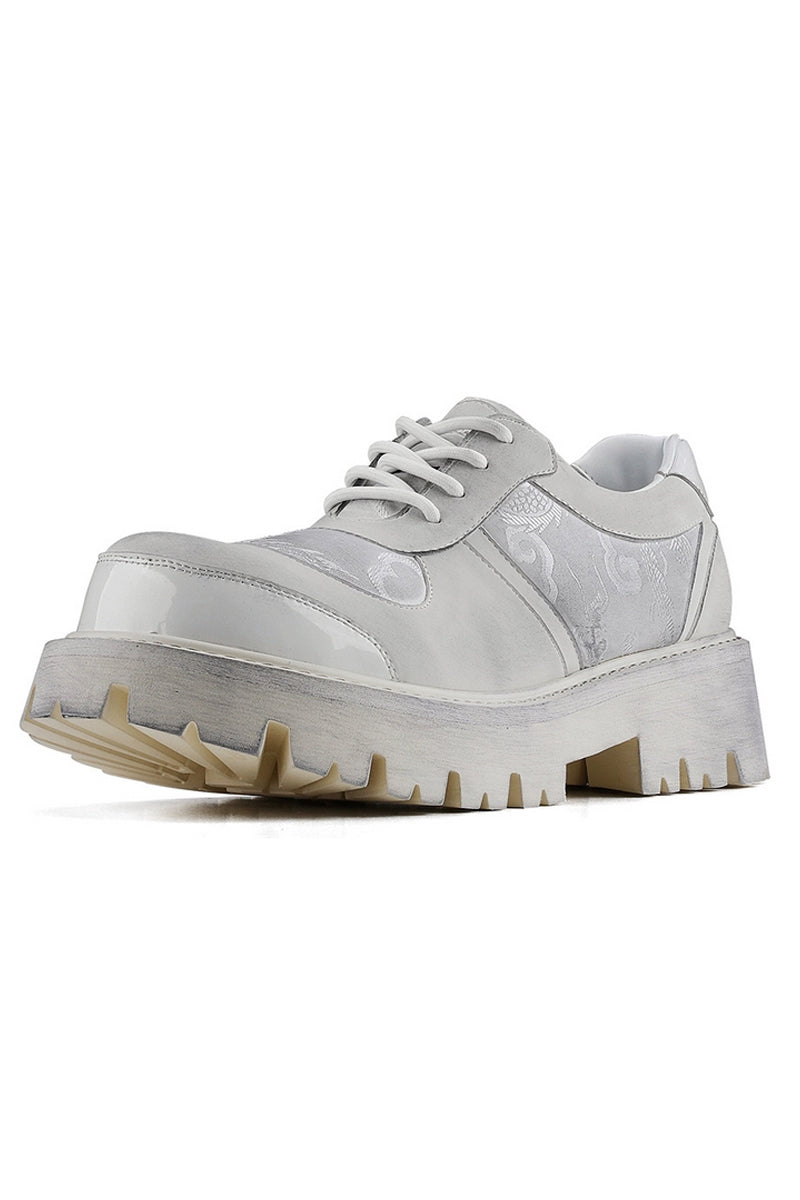 White Platform Combat Oxford Shoes - Wolvess
