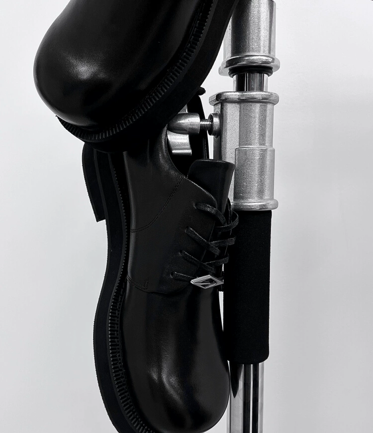 Black Leather Platform Derby Shoes - Wolvess