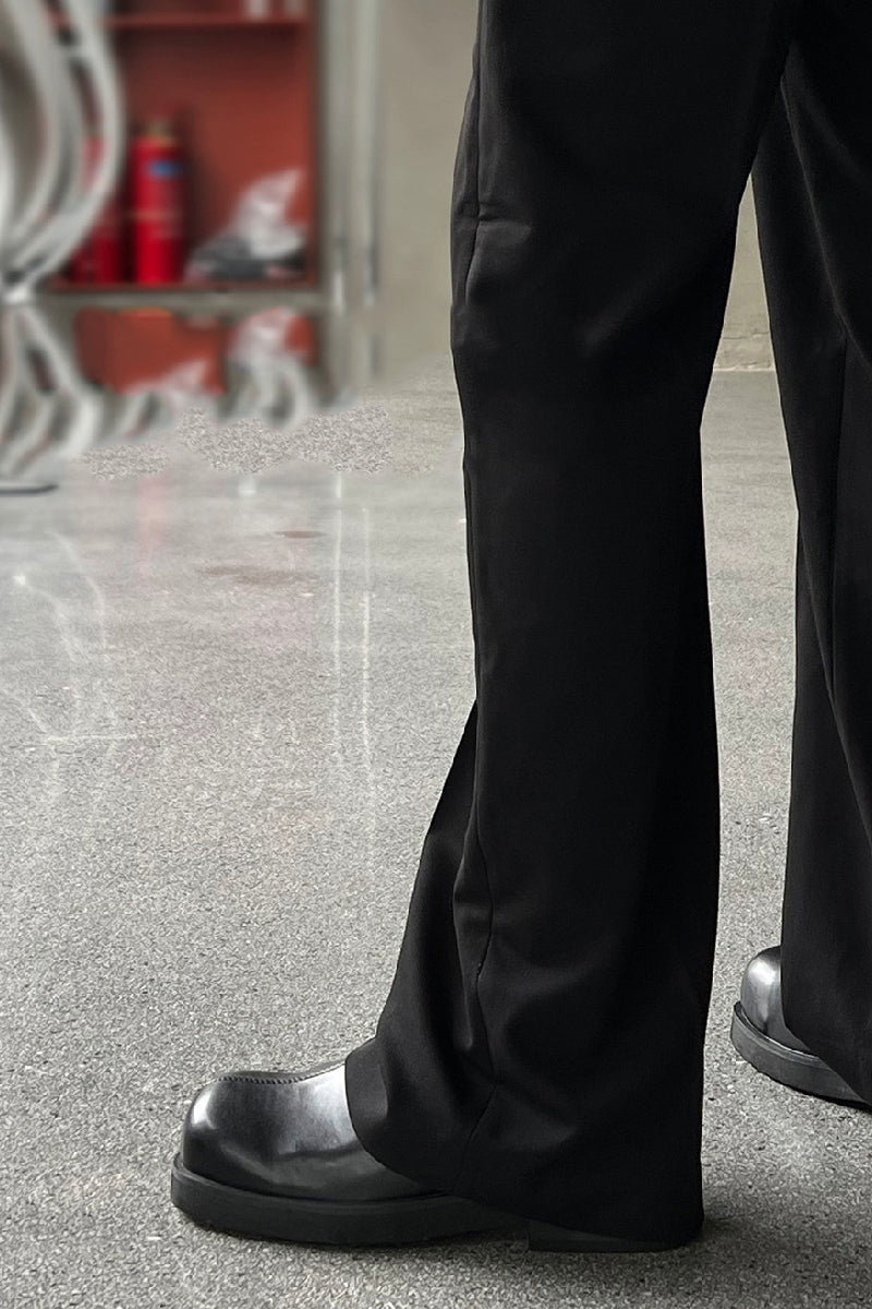 Black Minimalist Leather Mules - Wolvess