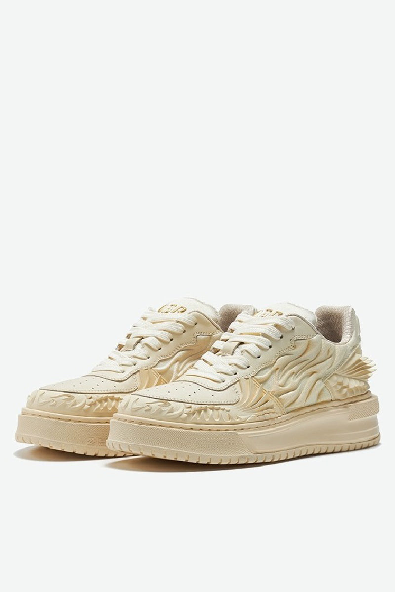 Wave Pattern Platform Court Sneakers - Wolvess