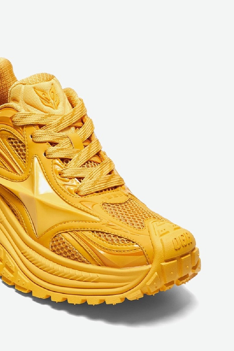 Monochrome Yellow Chunky Platform Sneakers - Wolvess