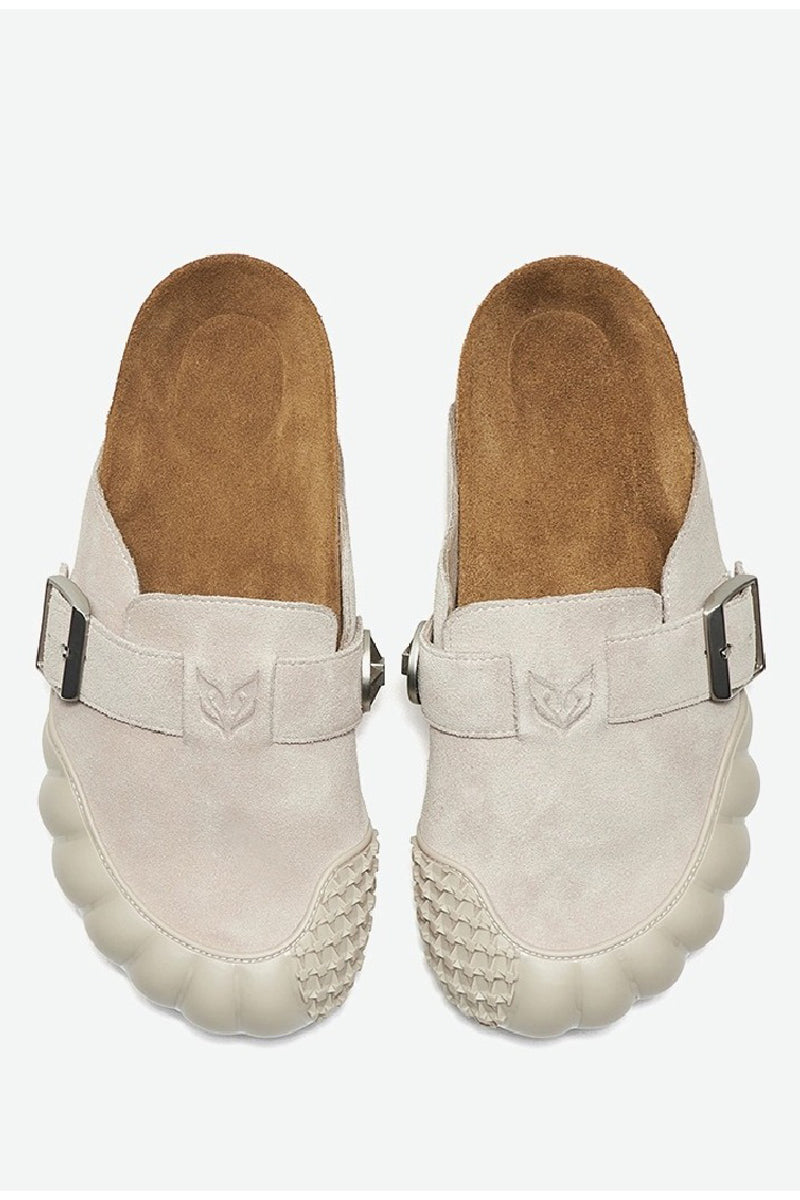 Leather Suede Chunky Platform Clogs - Wolvess