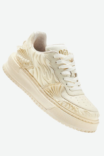 Wave Pattern Platform Court Sneakers - Wolvess