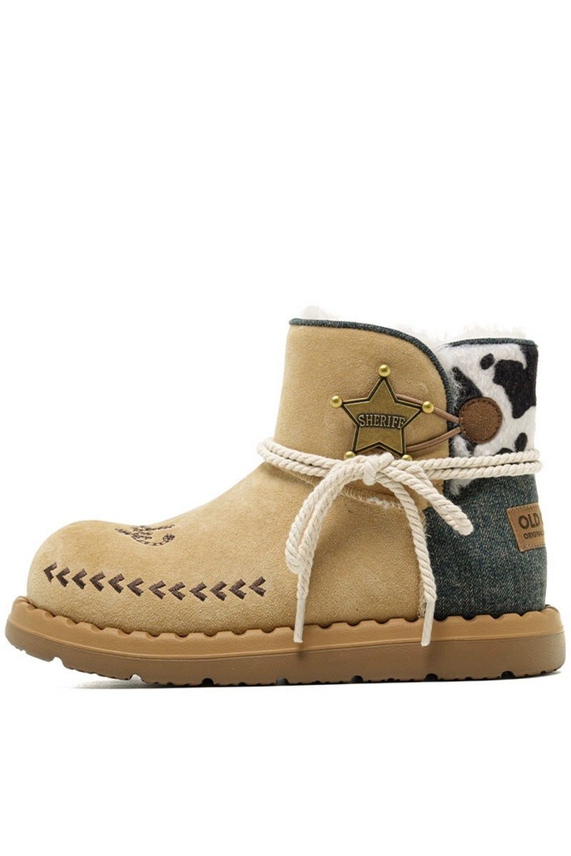 Sheriff Star Ankle Boots Beige - Wolvess