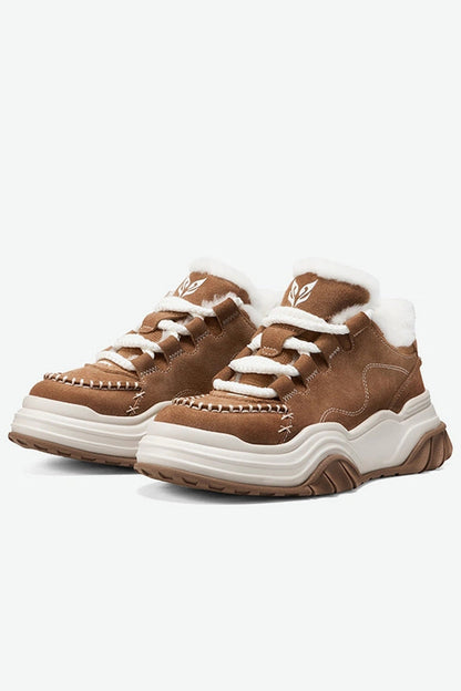 Brown Suede Chunky Platform Sneakers - Wolvess