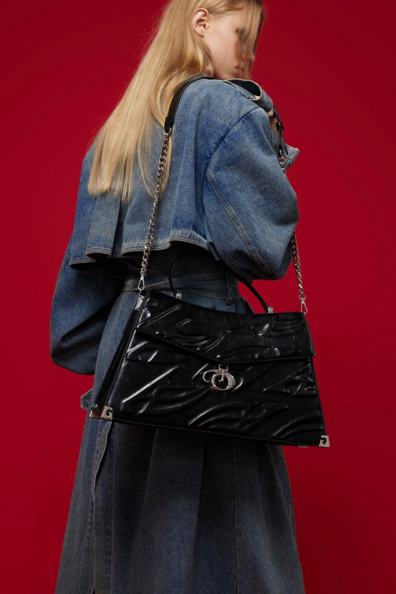 Patent Chain Shoulder Bag - Wolvess