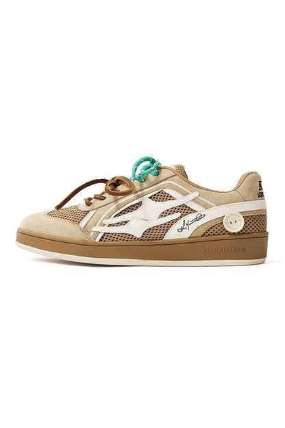 Brown Mesh Double Lace Sneakers - Wolvess