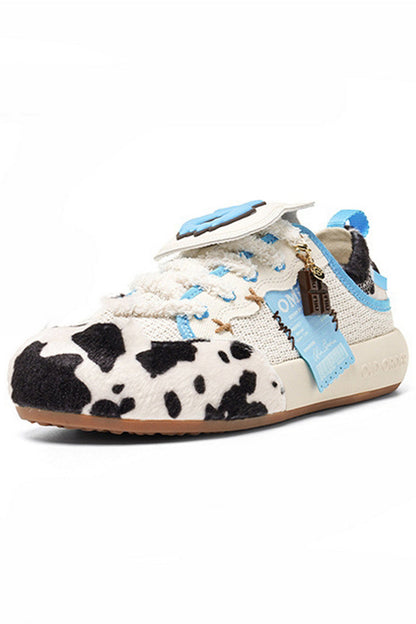Cow Pattern Chunky Sneakers - Wolvess