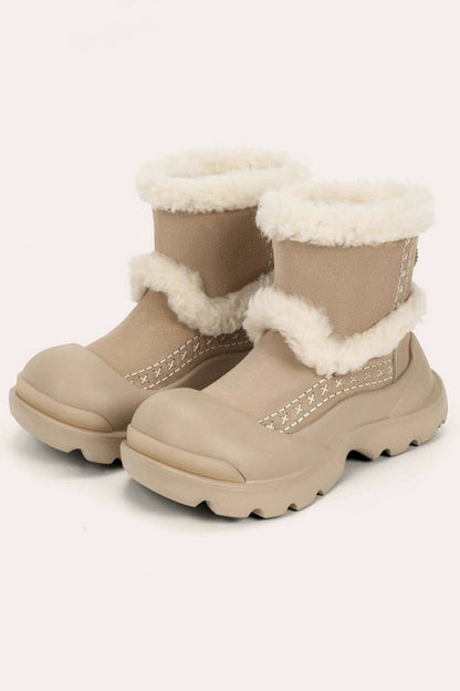Beige Faux Fur Lined Winter Boot - Wolvess