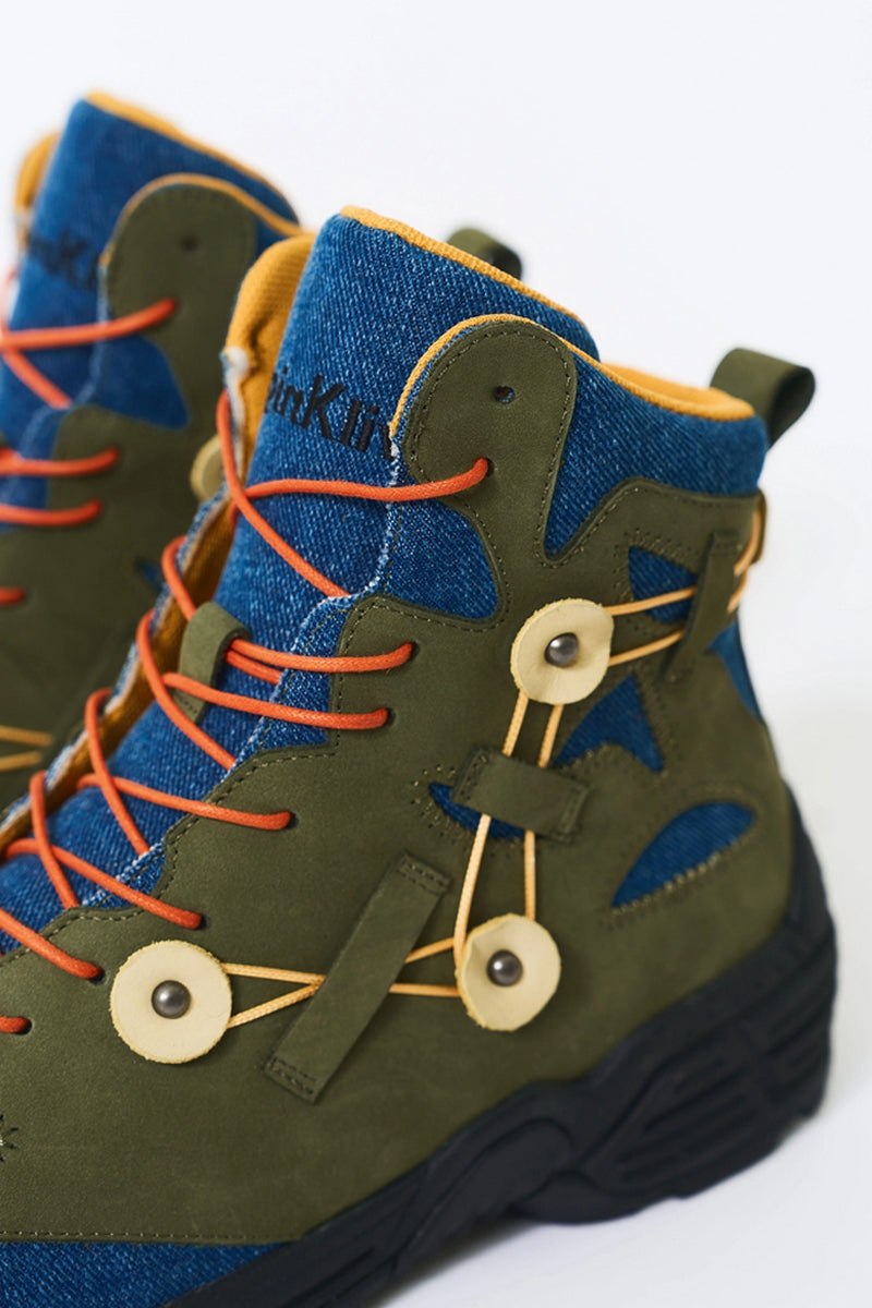 Green Denim Outdoor Hiking Boots - Wolvess