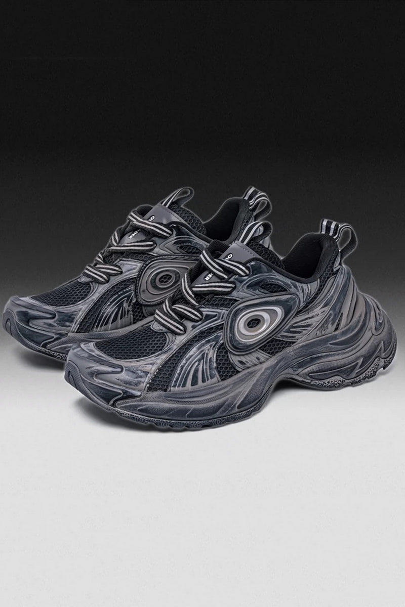 Chunky Running Sneakers Triple Black - Wolvess