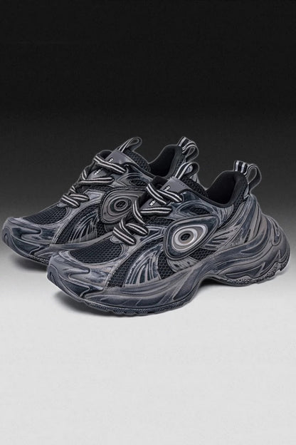 Chunky Running Sneakers Triple Black - Wolvess