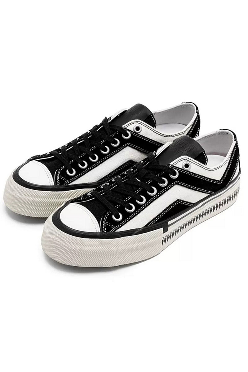 Black White Platform Canvas Sneakers - Wolvess