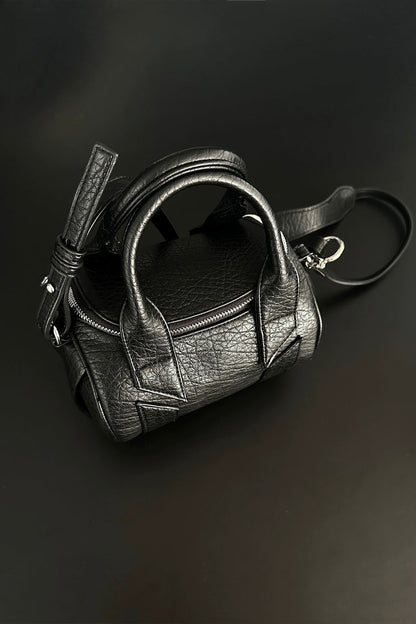 Black Mini Barrel Crossbody Bag - Wolvess