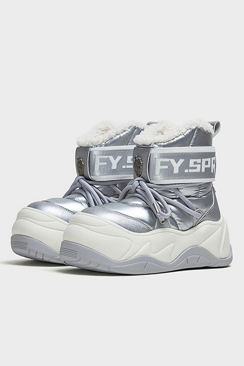 Metallic Waterproof Snow Boots - Plush-Lined Winter Footwear - Wolvess