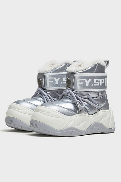 Metallic Waterproof Snow Boots - Plush-Lined Winter Footwear - Wolvess