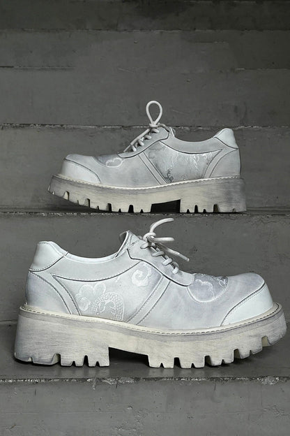 White Platform Combat Oxford Shoes - Wolvess