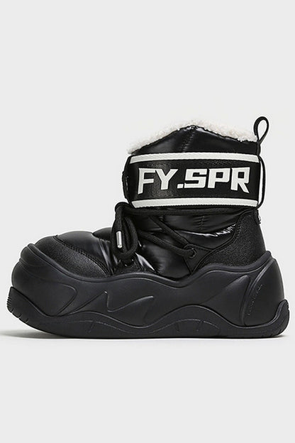 Black Sherpa Platform Winter Ankle Boots - Wolvess
