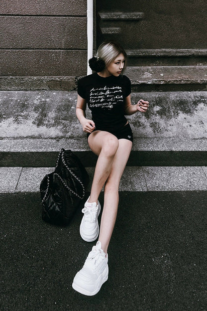 All White Platform Wave Chunky Sneakers - Wolvess