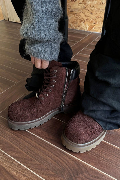 Suede Chunky Combat Boots - Wolvess