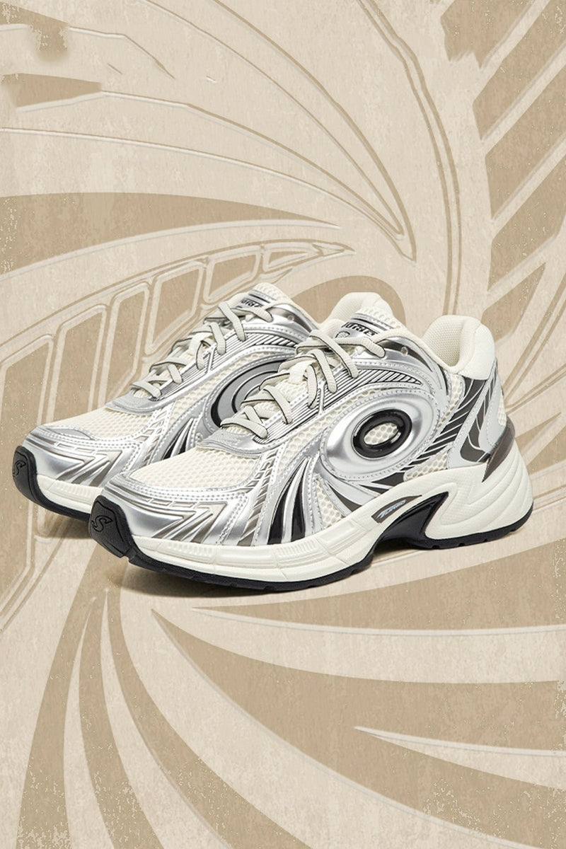 Metallic Running Sneakers Silver Black - Wolvess