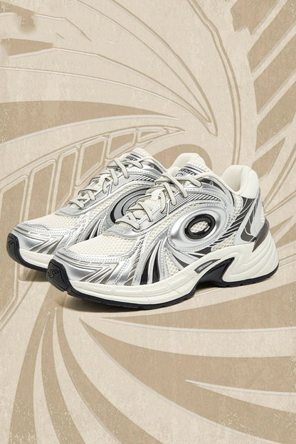 Metallic Running Sneakers Silver Black - Wolvess