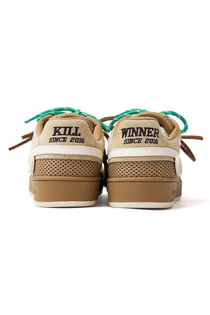 Brown Mesh Double Lace Sneakers - Wolvess