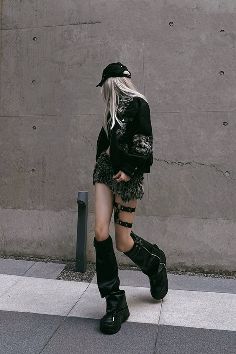 All Black Chain Platform Wave Sneakers - Wolvess