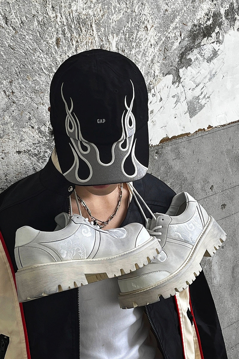 White Platform Combat Oxford Shoes - Wolvess